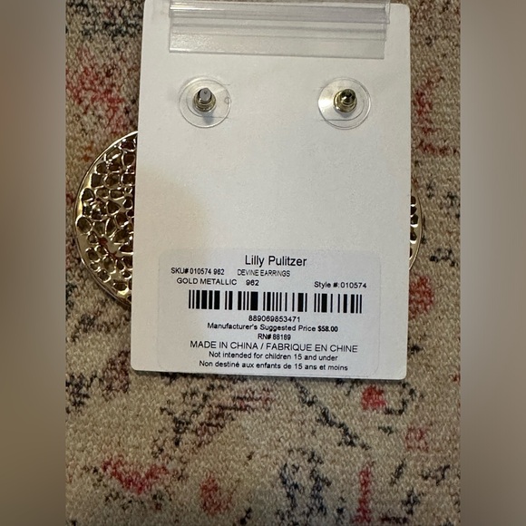 Lilly Pulitzer "Devine" Gold Door Knocker Rhinestones Earrings - Picture 7 of 7